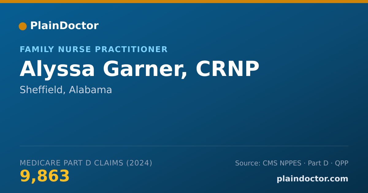 Shareable card for Alyssa Garner, CRNP - Family Nurse Practitioner, Sheffield, AL