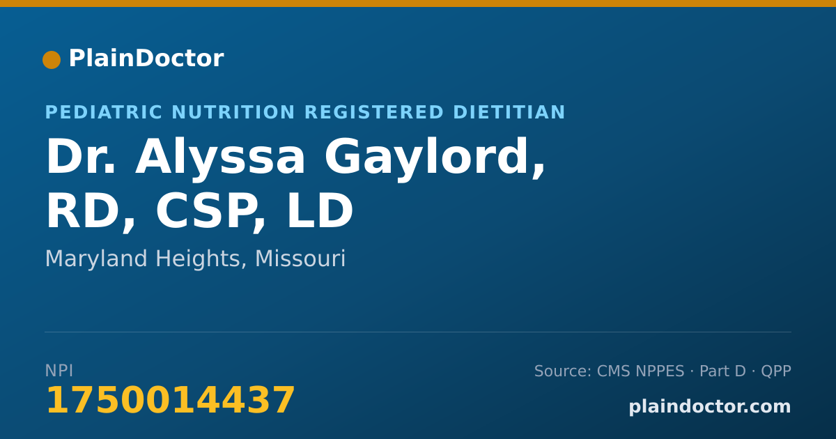 Shareable card for Alyssa Gaylord, RD, CSP, LD - Pediatric Nutrition Registered Dietitian, Maryland Heights, MO