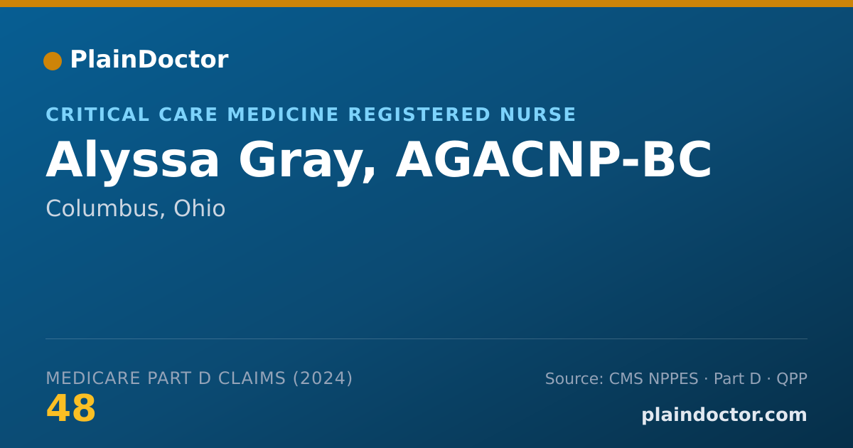 Shareable card for Alyssa Gray, AGACNP-BC - Critical Care Medicine Registered Nurse, Columbus, OH