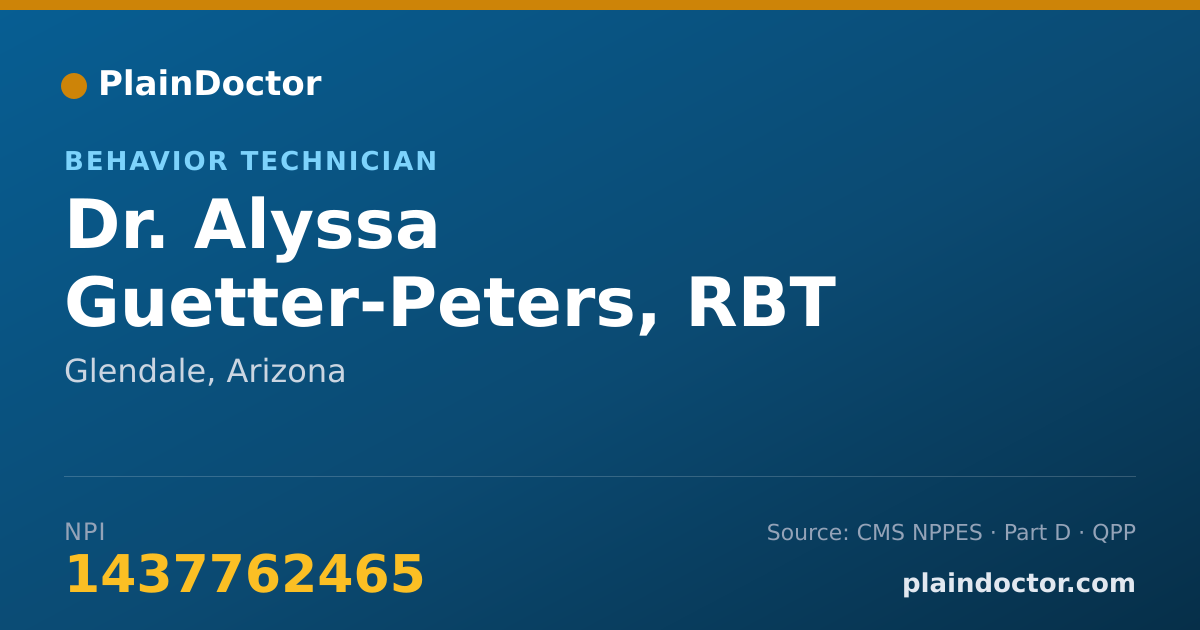 Shareable card for Alyssa Guetter-Peters, RBT - Behavior Technician, Glendale, AZ