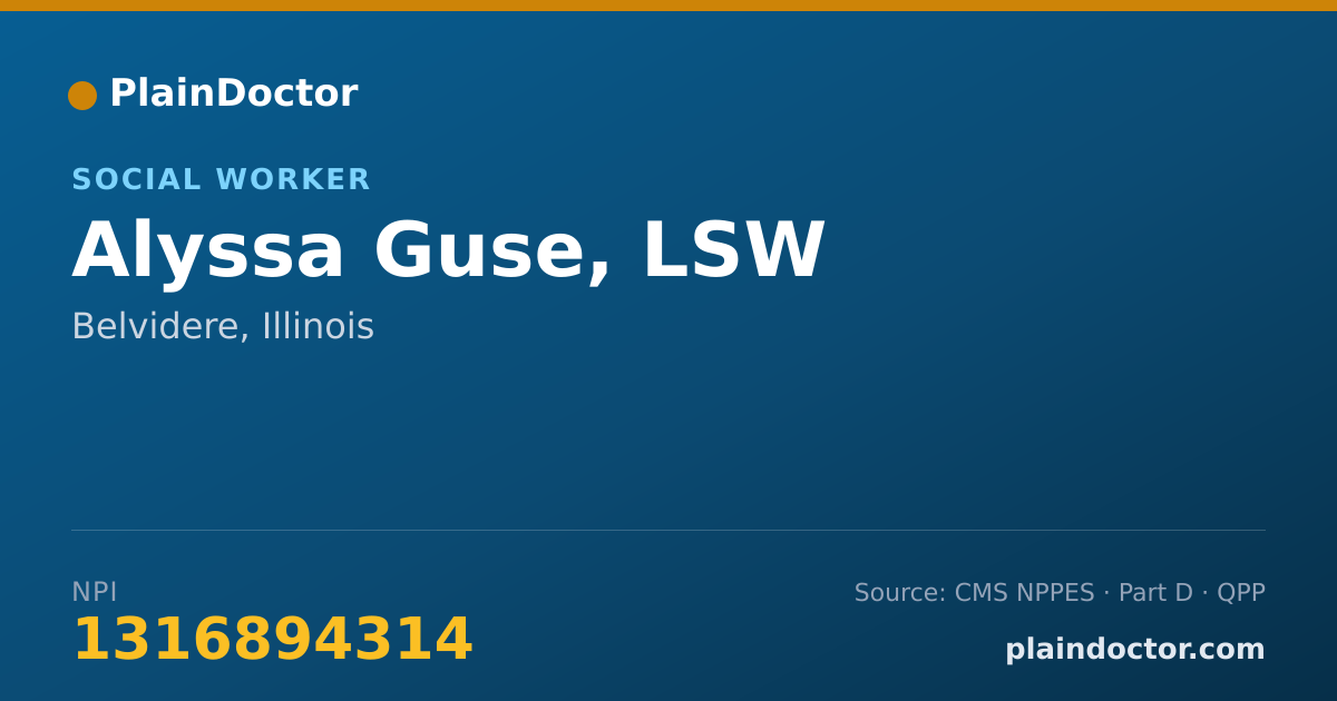 Shareable card for Alyssa Guse, LSW - Social Worker, Belvidere, IL