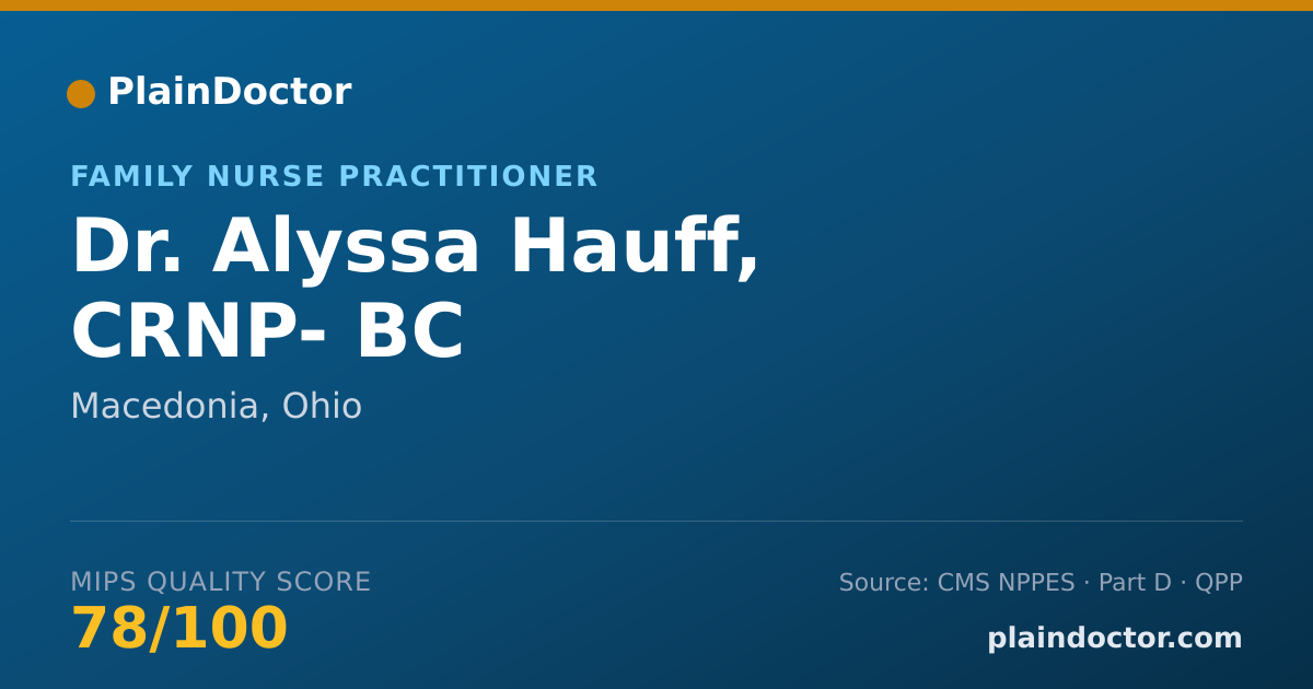 Shareable card for Alyssa Hauff, CRNP- BC - Family Nurse Practitioner, Macedonia, OH