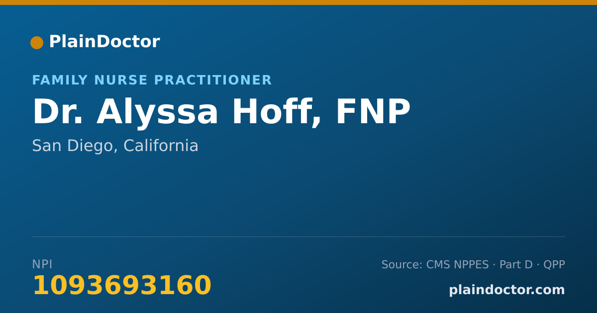 Shareable card for Alyssa Hoff, FNP - Family Nurse Practitioner, San Diego, CA