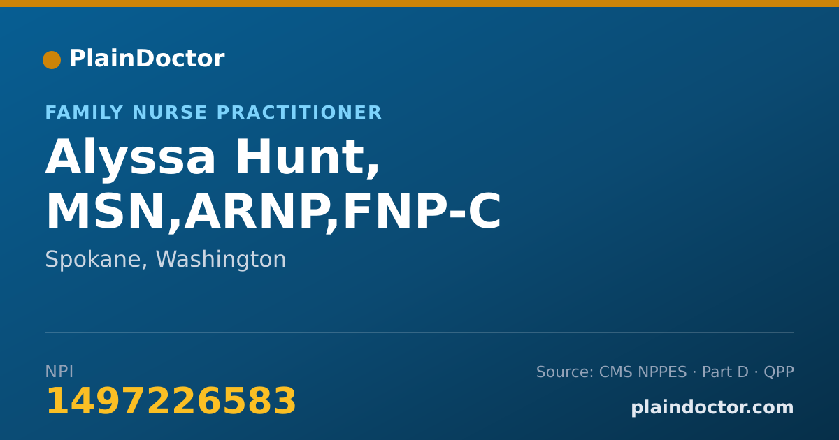 Shareable card for Alyssa Hunt, MSN,ARNP,FNP-C - Family Nurse Practitioner, Spokane, WA