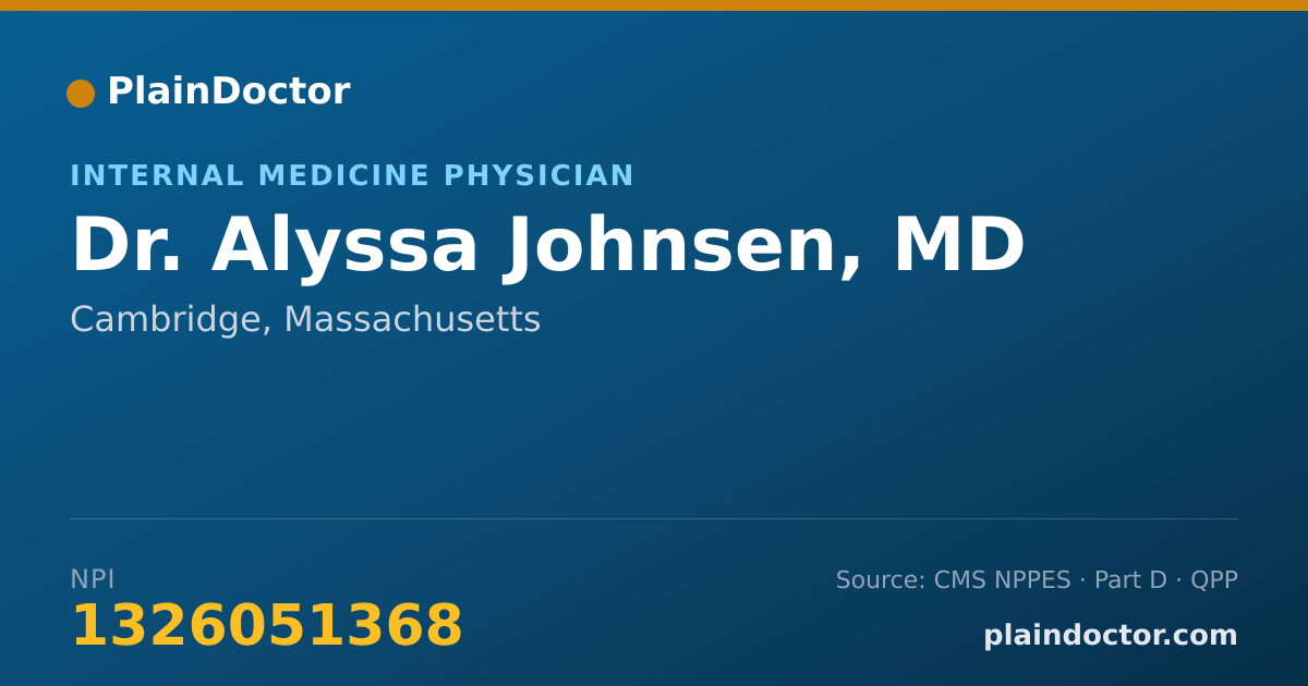 Shareable card for Alyssa Johnsen, MD - Internal Medicine Physician, Cambridge, MA