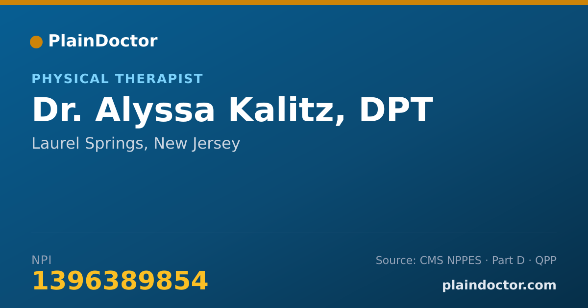 Shareable card for Alyssa Kalitz, DPT - Physical Therapist, Laurel Springs, NJ