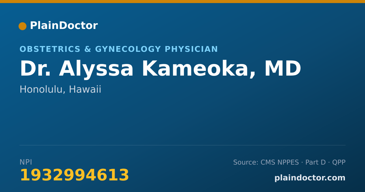 Shareable card for Alyssa Kameoka, MD - Obstetrics & Gynecology Physician, Honolulu, HI