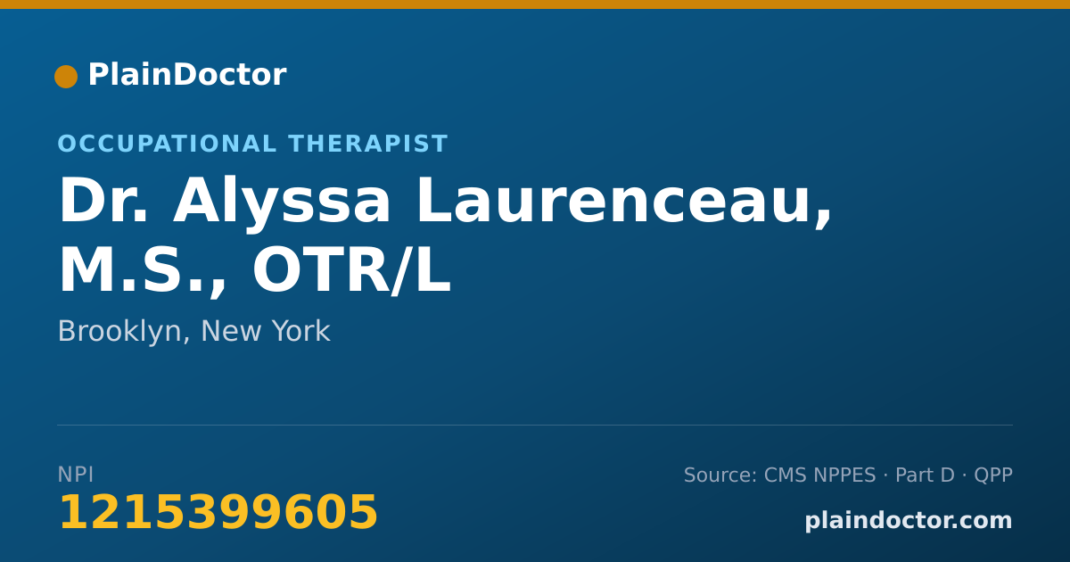 Shareable card for Alyssa Laurenceau, M.S., OTR/L - Occupational Therapist, Brooklyn, NY
