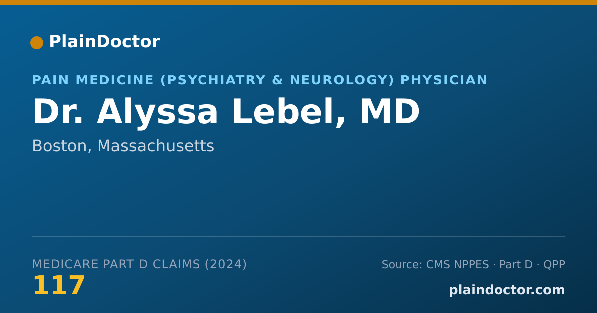 Shareable card for Alyssa Lebel, MD - Pain Medicine (Psychiatry & Neurology) Physician, Boston, MA