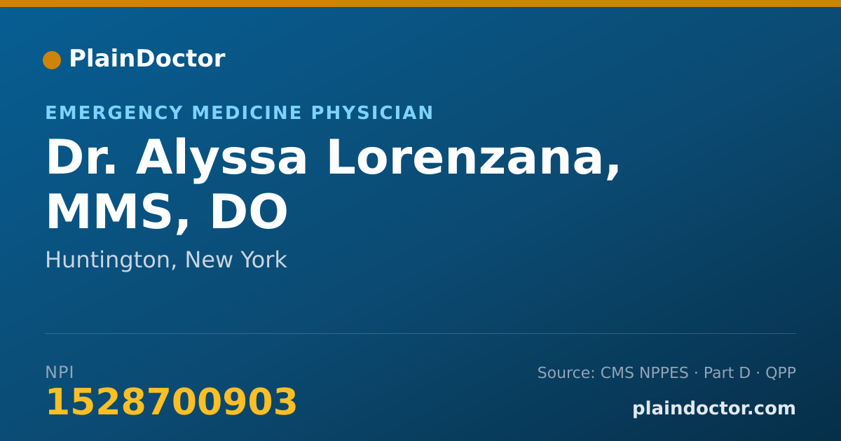 Shareable card for Alyssa Lorenzana, MMS, DO - Emergency Medicine Physician, Huntington, NY