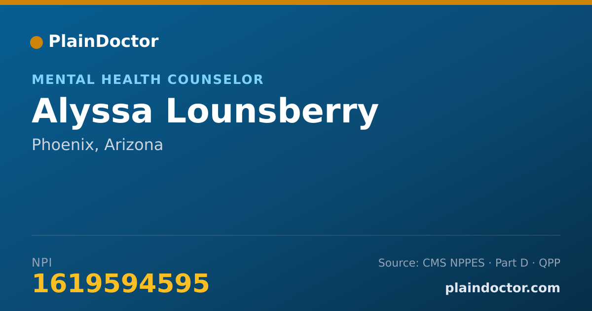 Shareable card for Alyssa Lounsberry - Mental Health Counselor, Phoenix, AZ