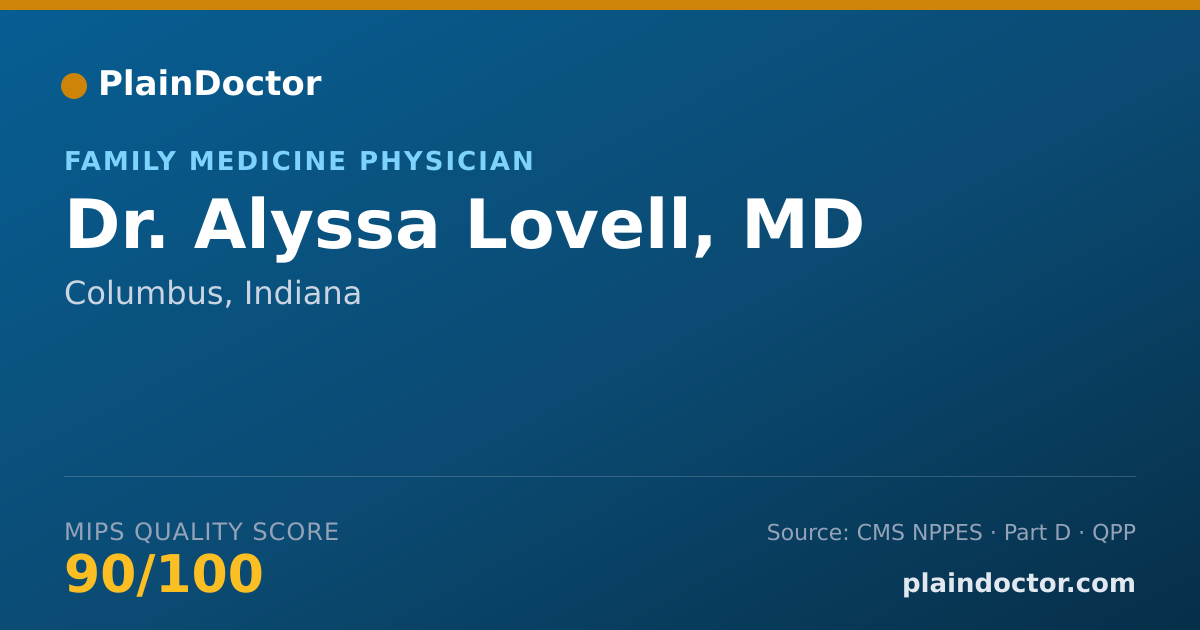 Shareable card for Alyssa Lovell, MD - Family Medicine Physician, Columbus, IN