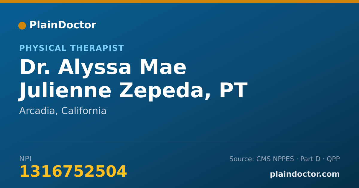 Shareable card for Alyssa Mae Julienne Zepeda, PT - Physical Therapist, Arcadia, CA