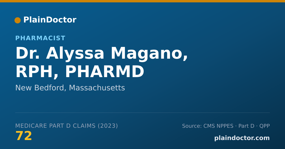 Shareable card for Alyssa Magano, RPH, PHARMD - Pharmacist, New Bedford, MA