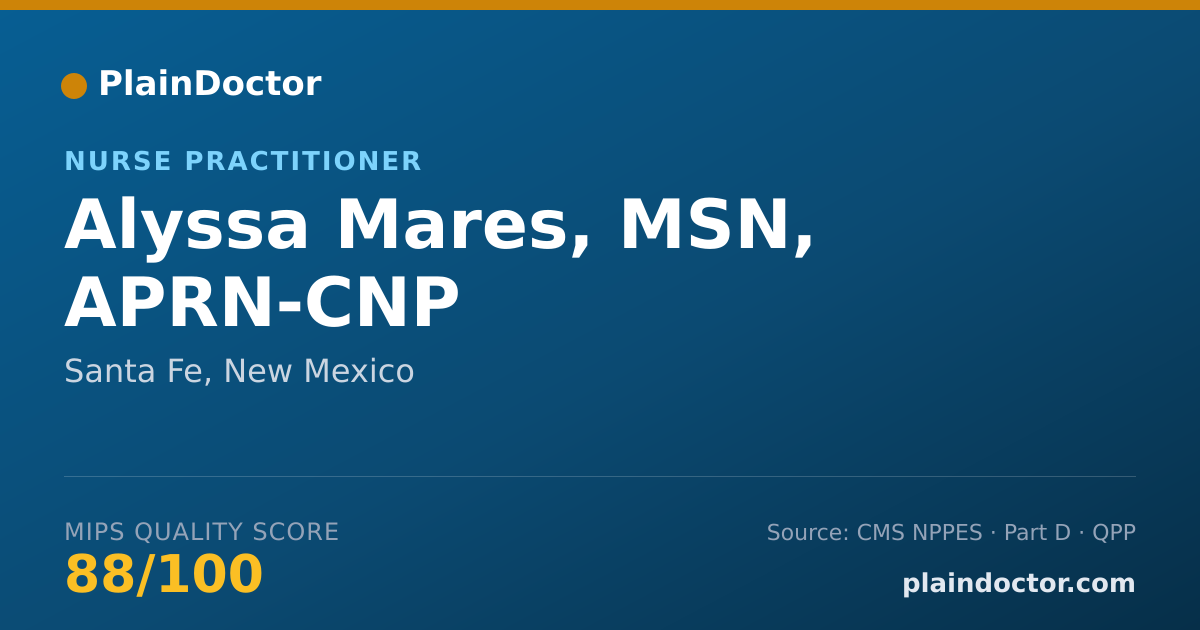 Shareable card for Alyssa Mares, MSN, APRN-CNP - Nurse Practitioner, Santa Fe, NM