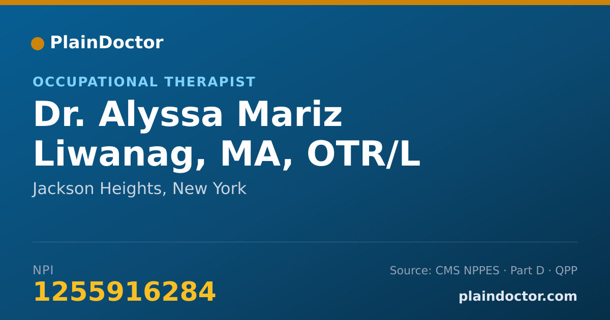 Shareable card for Alyssa Mariz Liwanag, MA, OTR/L - Occupational Therapist, Jackson Heights, NY