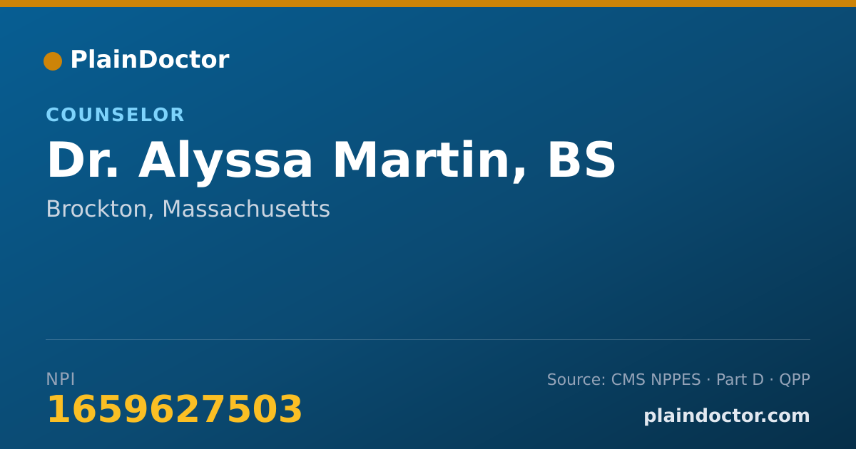 Shareable card for Alyssa Martin, BS - Counselor, Brockton, MA