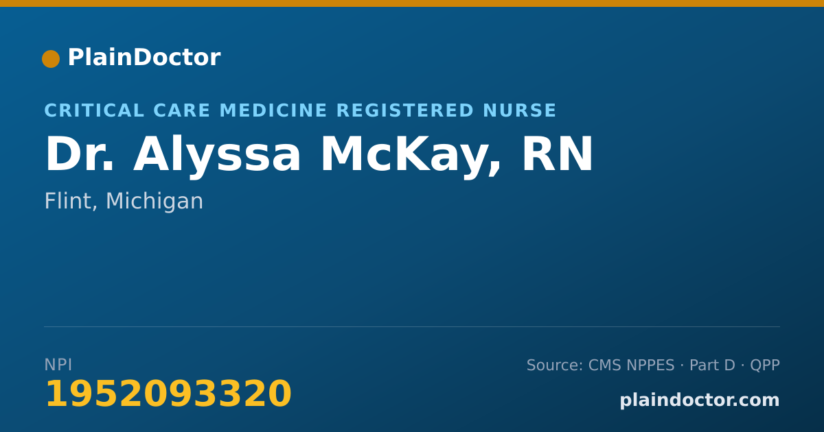 Shareable card for Alyssa McKay, RN - Critical Care Medicine Registered Nurse, Flint, MI