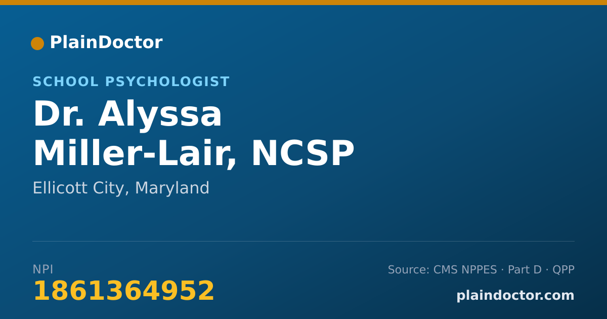 Shareable card for Alyssa Miller-Lair, NCSP - School Psychologist, Ellicott City, MD