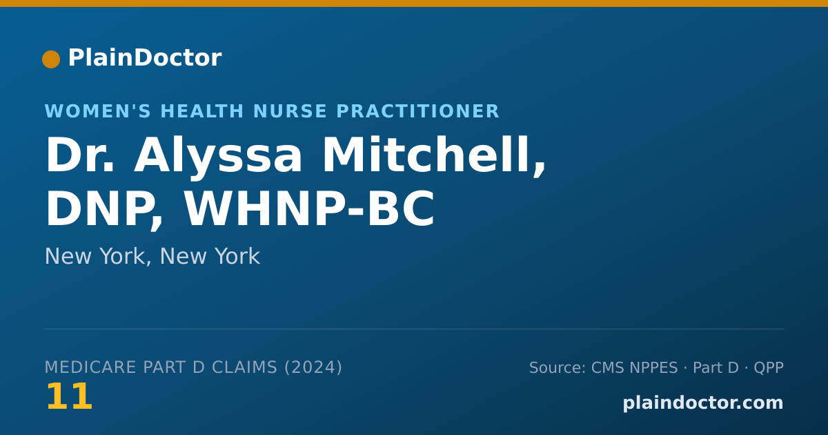 Shareable card for Alyssa Mitchell, DNP, WHNP-BC - Women's Health Nurse Practitioner, New York, NY