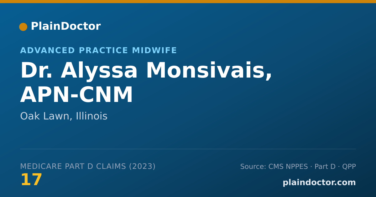 Shareable card for Alyssa Monsivais, APN-CNM - Advanced Practice Midwife, Oak Lawn, IL