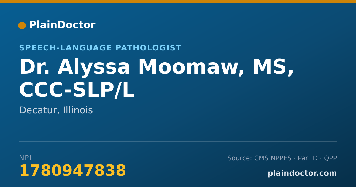 Shareable card for Alyssa Moomaw, MS, CCC-SLP/L - Speech-Language Pathologist, Decatur, IL
