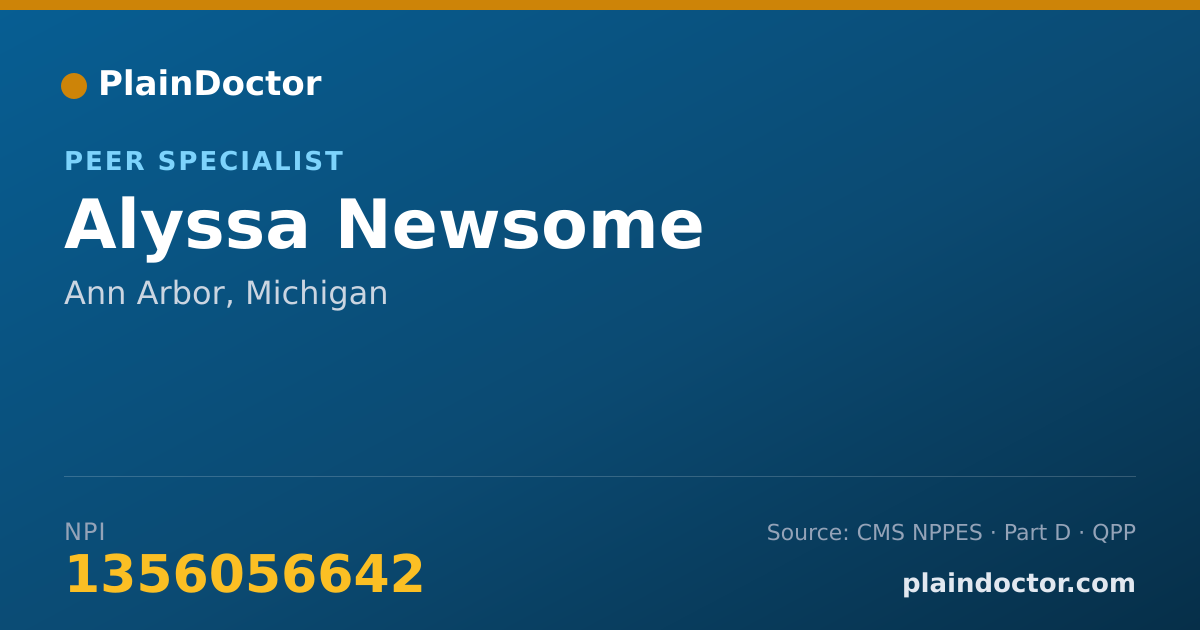 Shareable card for Alyssa Newsome - Peer Specialist, Ann Arbor, MI