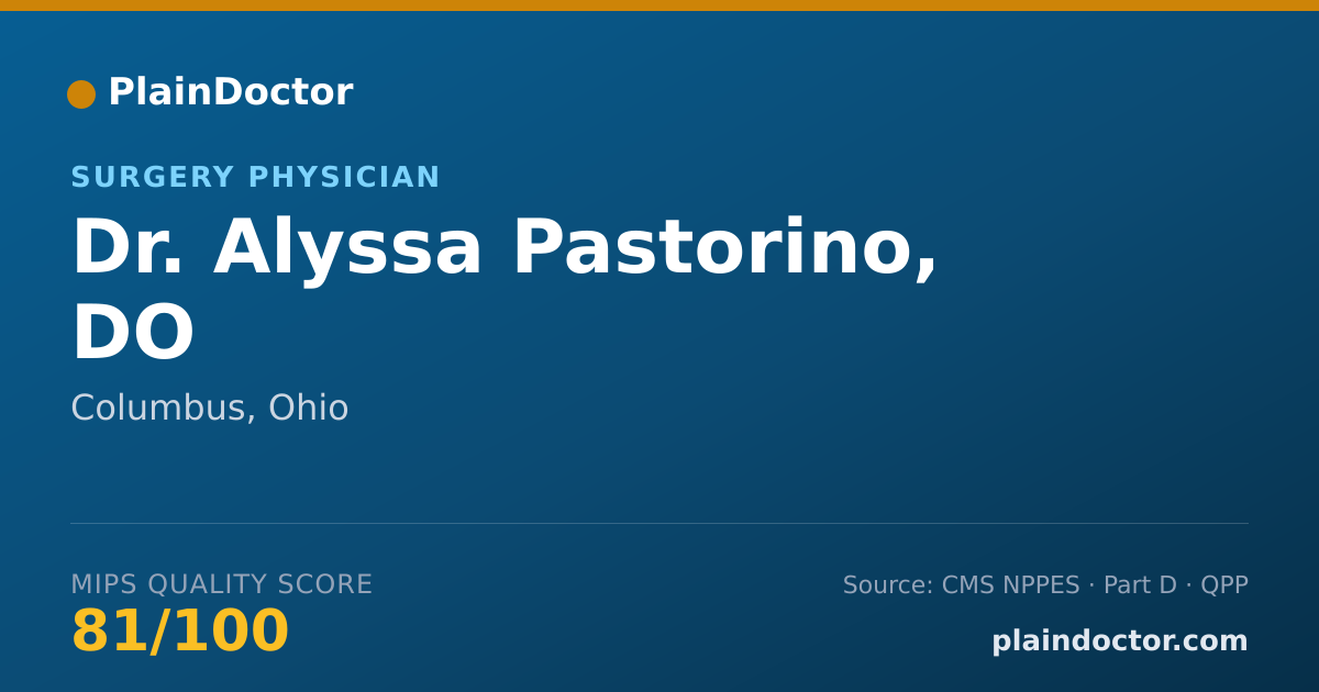 Shareable card for Alyssa Pastorino, DO - Surgery Physician, Columbus, OH