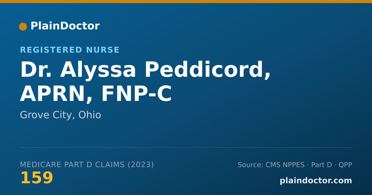 Shareable card for Alyssa Peddicord, APRN, FNP-C - Registered Nurse, Grove City, OH