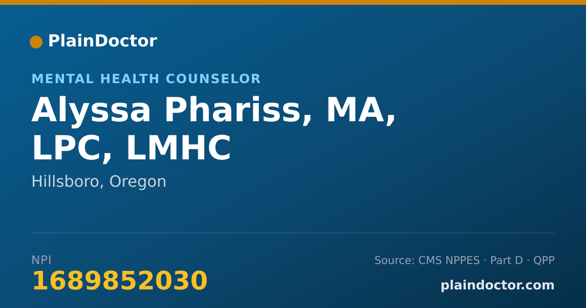 Shareable card for Alyssa Phariss, MA, LPC, LMHC - Professional Counselor, Hillsboro, OR