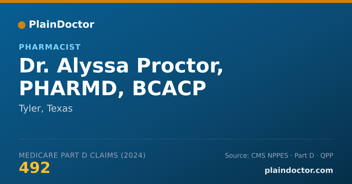 Shareable card for Alyssa Proctor, PHARMD, BCACP - Pharmacist, Tyler, TX