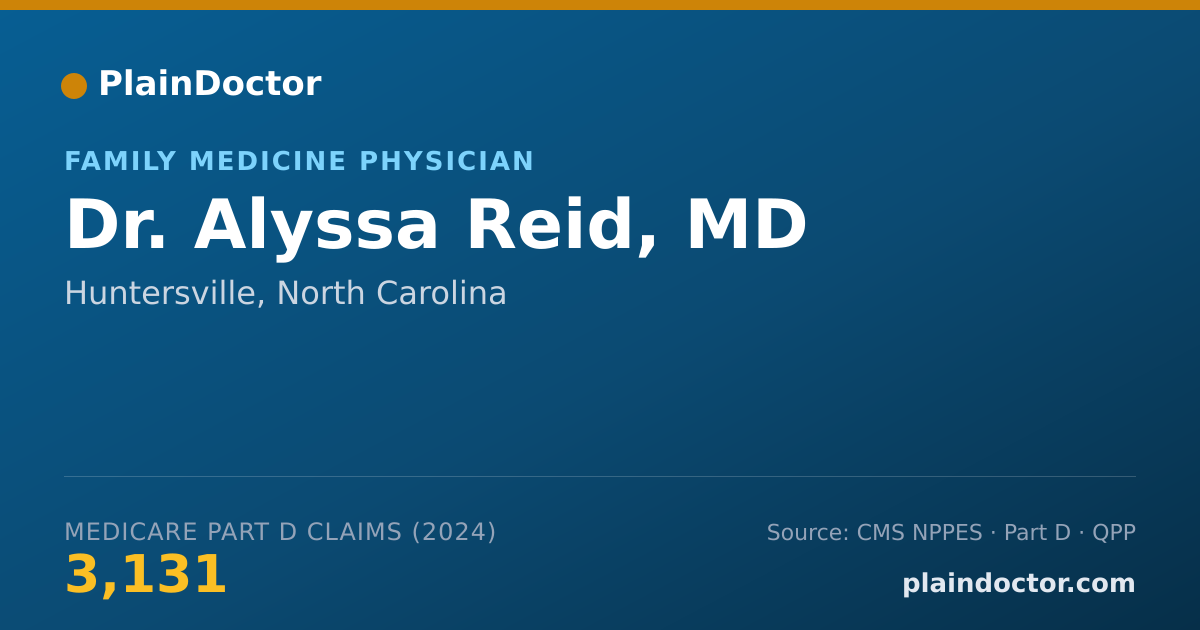 Shareable card for Alyssa Reid, MD - Family Medicine Physician, Huntersville, NC