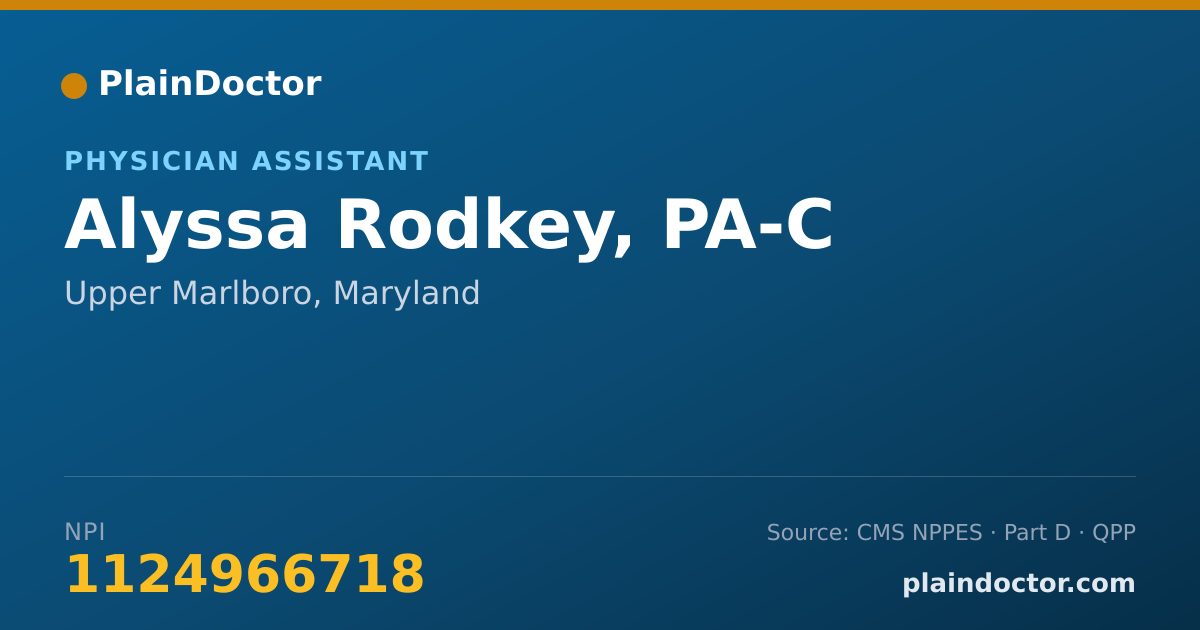 Shareable card for Alyssa Rodkey, PA-C - Physician Assistant, Upper Marlboro, MD