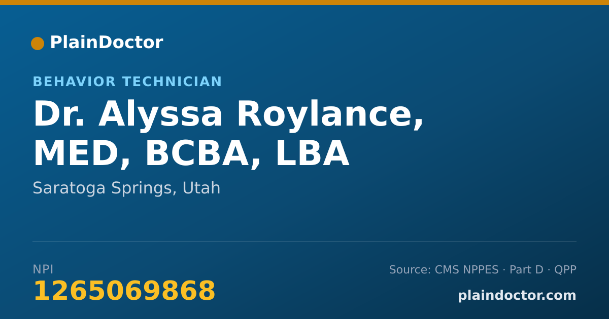 Shareable card for Alyssa Roylance, MED, BCBA, LBA - Behavior Technician, Saratoga Springs, UT