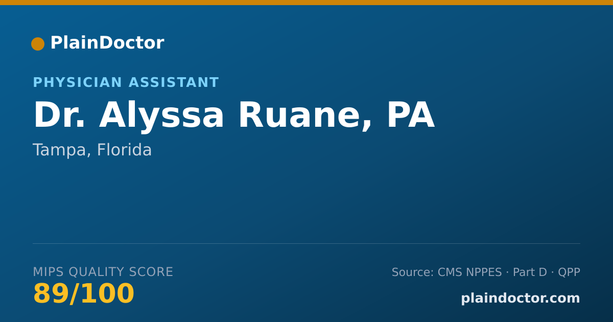 Shareable card for Alyssa Ruane, PA - Physician Assistant, Tampa, FL
