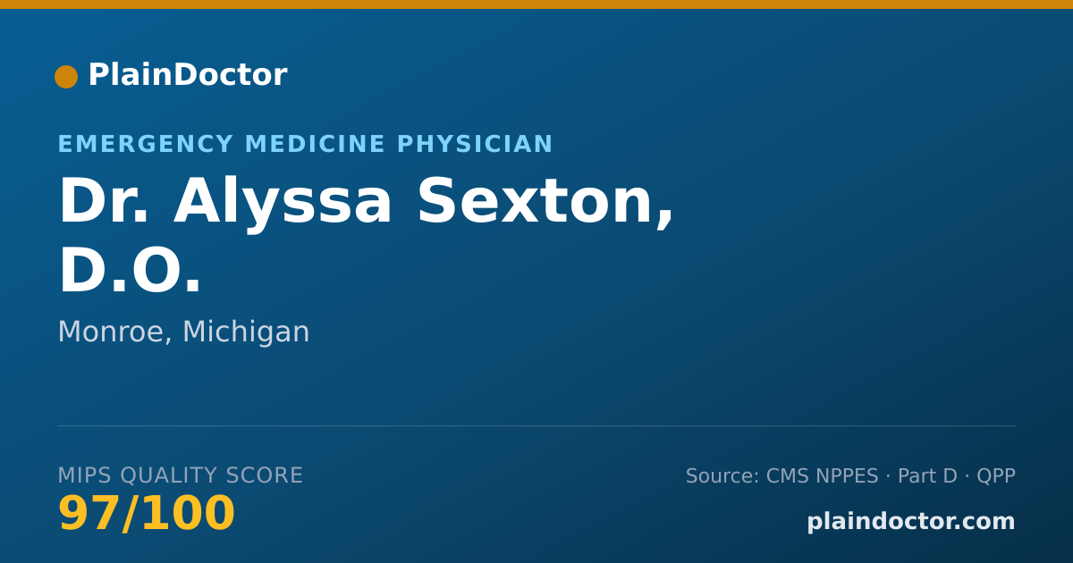 Shareable card for Alyssa Sexton, D.O. - Emergency Medicine Physician, Monroe, MI