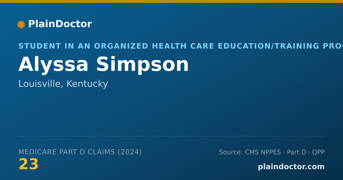 Shareable card for Alyssa Simpson - Student in an Organized Health Care Education/Training Program, Louisville, KY