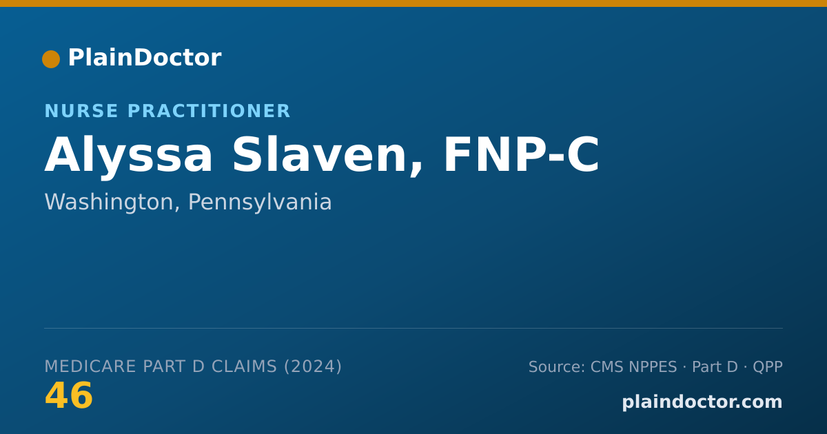 Shareable card for Alyssa Slaven, FNP-C - Nurse Practitioner, Washington, PA