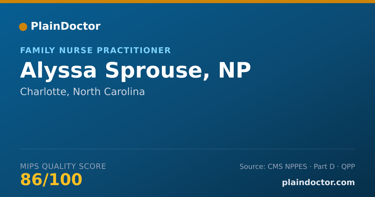 Shareable card for Alyssa Sprouse, NP - Family Nurse Practitioner, Charlotte, NC