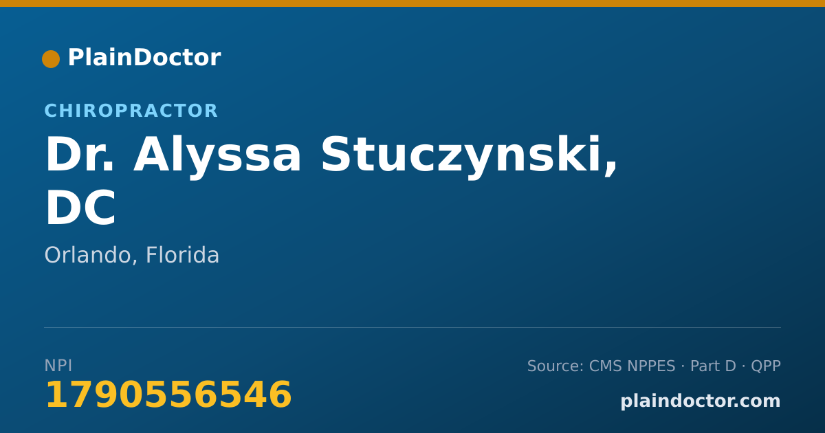 Shareable card for Alyssa Stuczynski, DC - Chiropractor, Orlando, FL