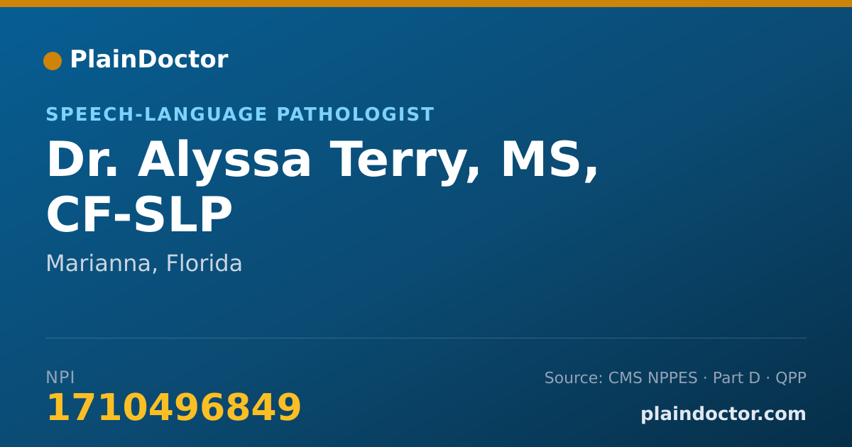 Shareable card for Alyssa Terry, MS, CF-SLP - Speech-Language Pathologist, Marianna, FL