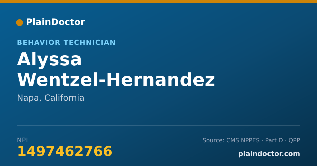 Shareable card for Alyssa Wentzel-Hernandez - Behavior Technician, Napa, CA