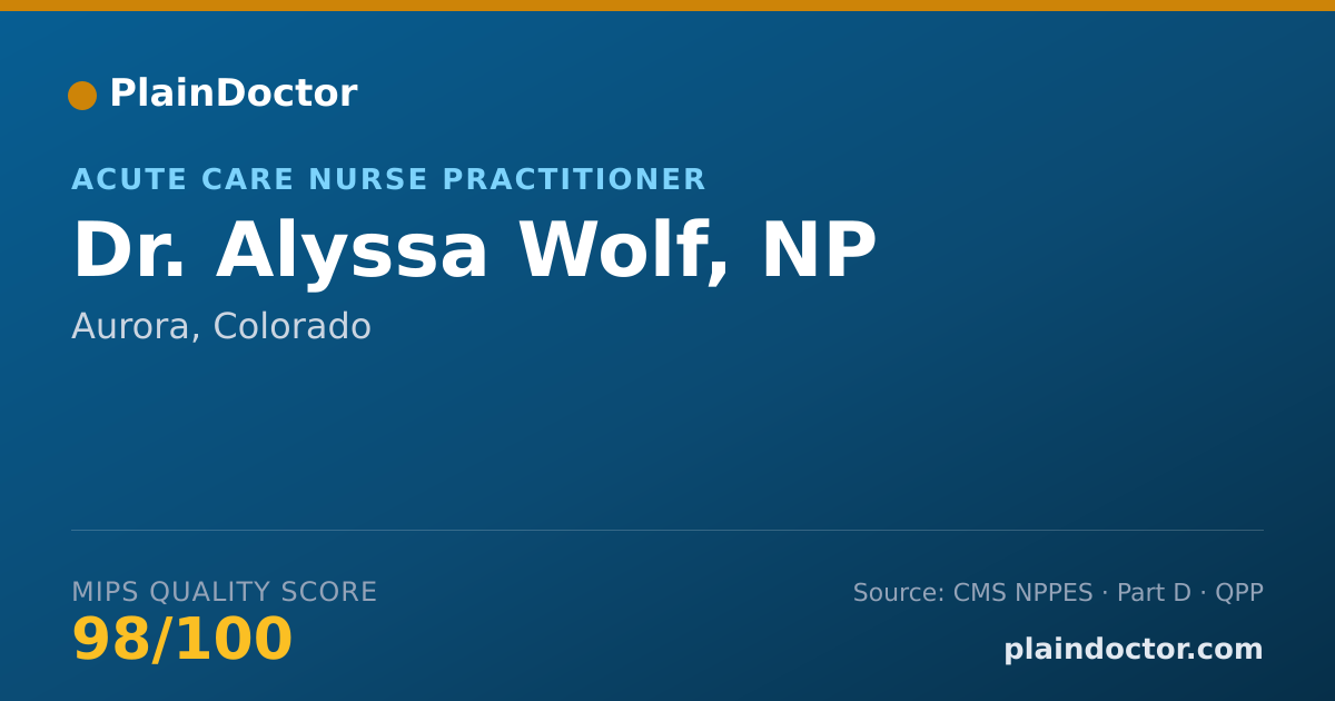 Shareable card for Alyssa Wolf, NP - Acute Care Nurse Practitioner, Aurora, CO