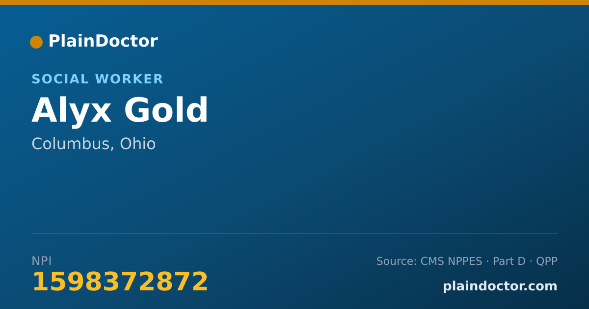 Shareable card for Alyx Gold - Addiction (Substance Use Disorder) Counselor, Columbus, OH