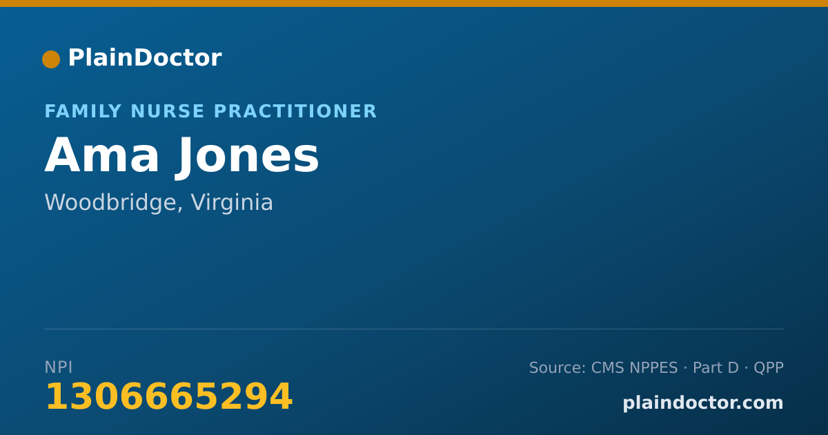 Shareable card for Ama Jones - Family Nurse Practitioner, Woodbridge, VA