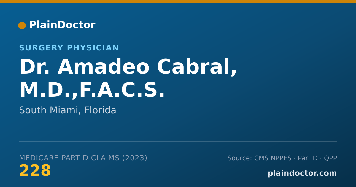 Shareable card for Amadeo Cabral, M.D.,F.A.C.S. - Surgery Physician, South Miami, FL