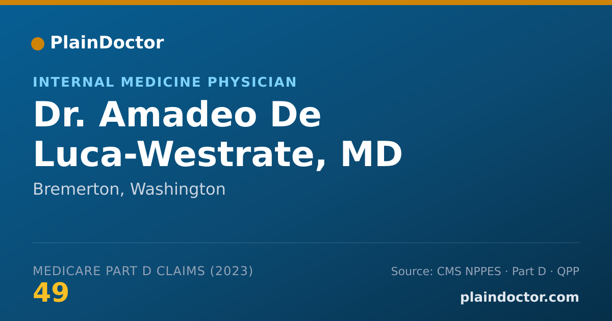 Shareable card for Amadeo De Luca-Westrate, MD - Internal Medicine Physician, Bremerton, WA
