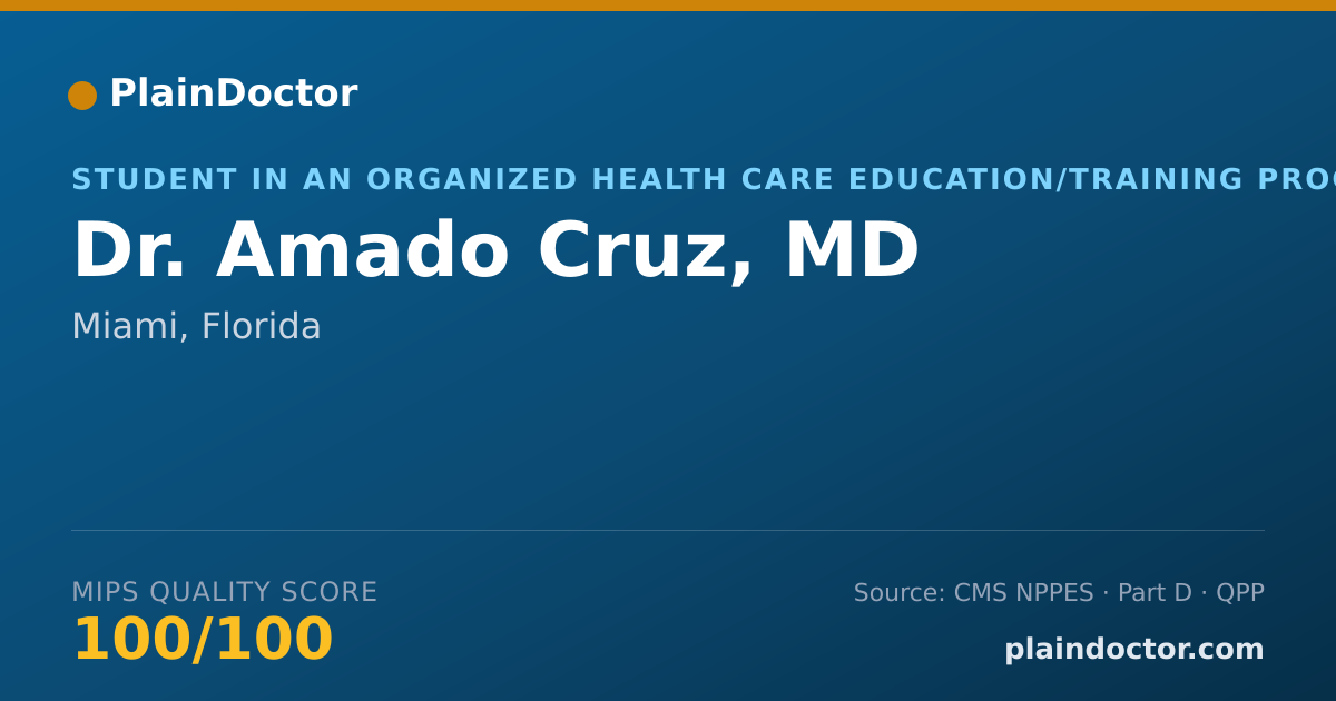 Shareable card for Amado Cruz, MD - Student in an Organized Health Care Education/Training Program, Miami, FL
