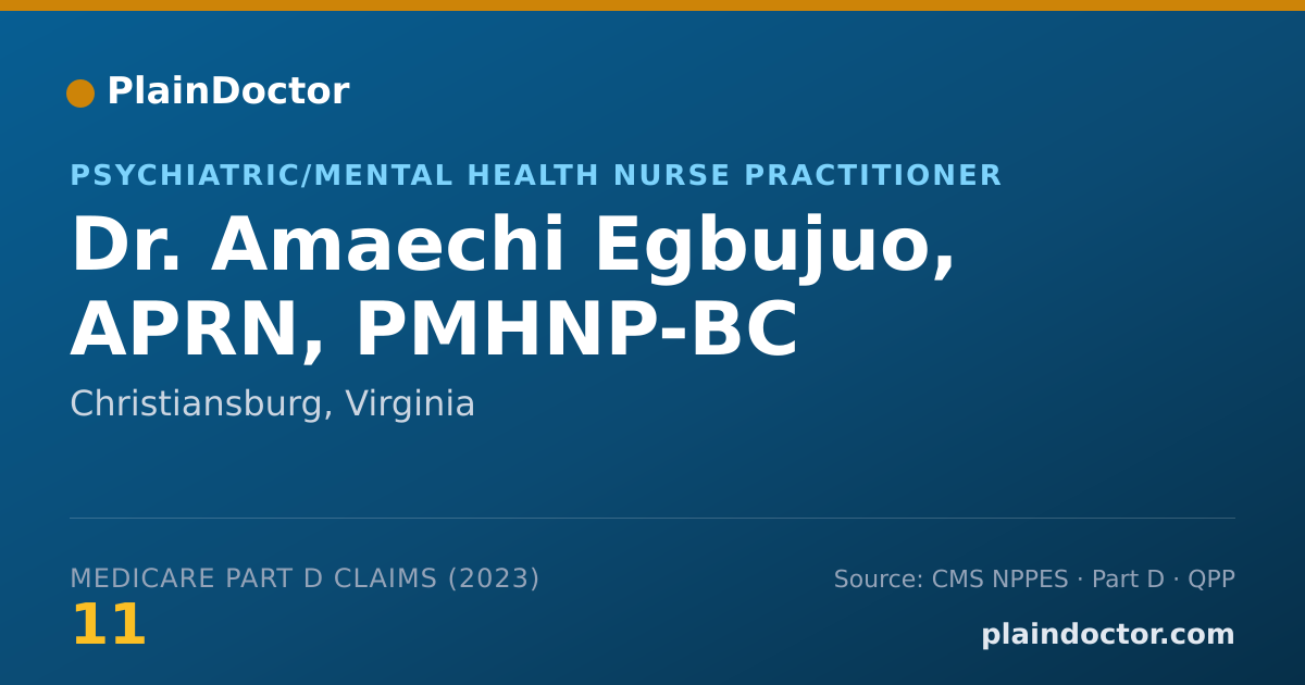 Shareable card for Amaechi Egbujuo, APRN, PMHNP-BC - Psychiatric/Mental Health Nurse Practitioner, Christiansburg, VA