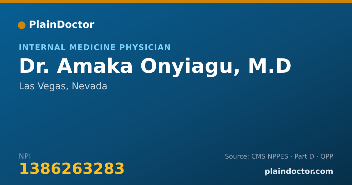 Shareable card for Amaka Onyiagu, M.D - Internal Medicine Physician, Las Vegas, NV